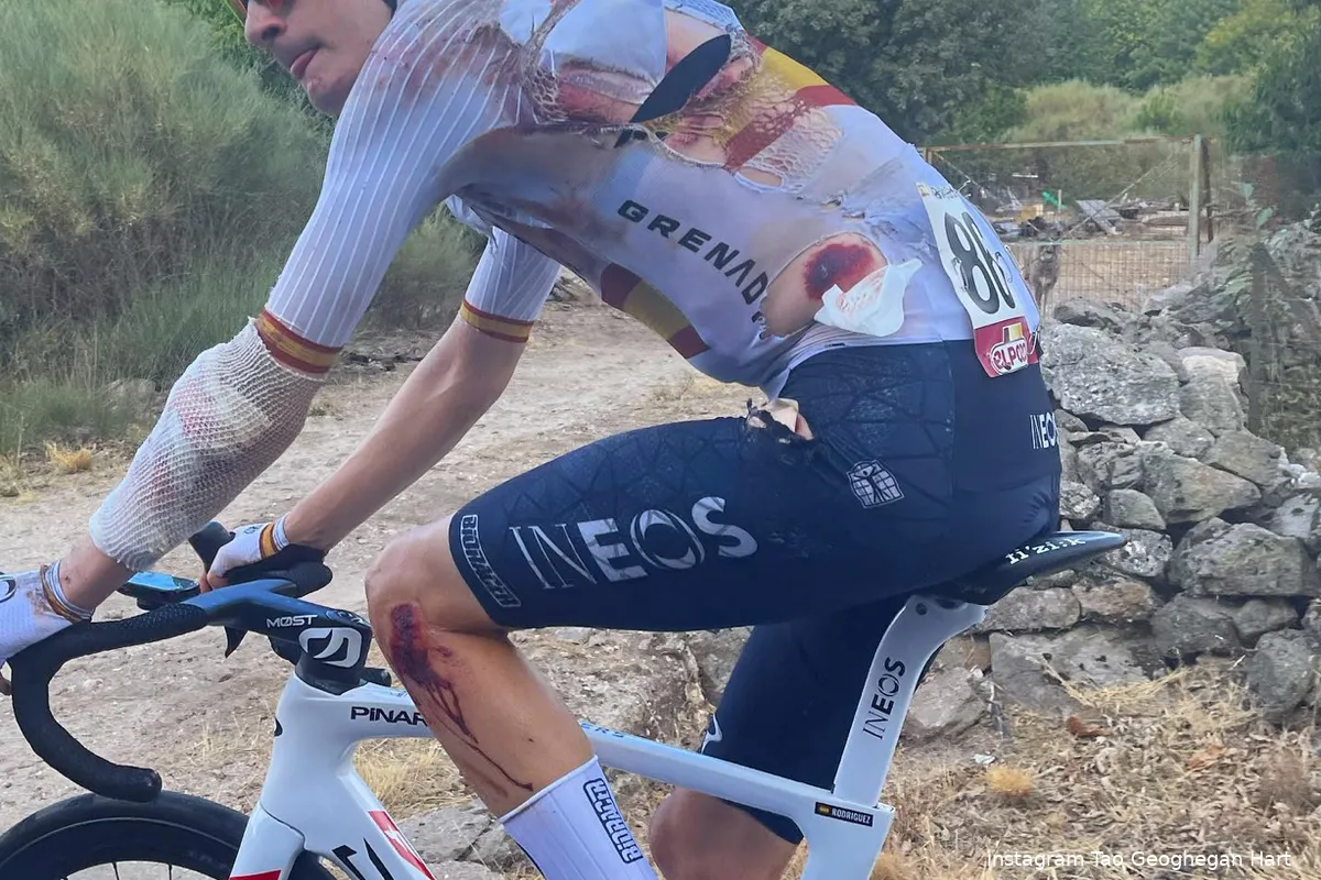 Geoghegan Hart haalt uit naar voetballers: 'Toon deze foto aan de clowns die over het veld rollen'