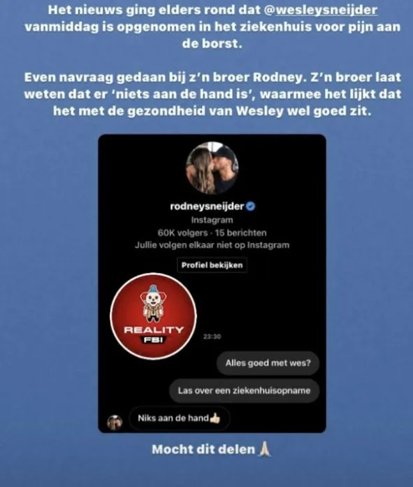Wesley Sneijder op 'eerste harthulp' met pijn in borstkas