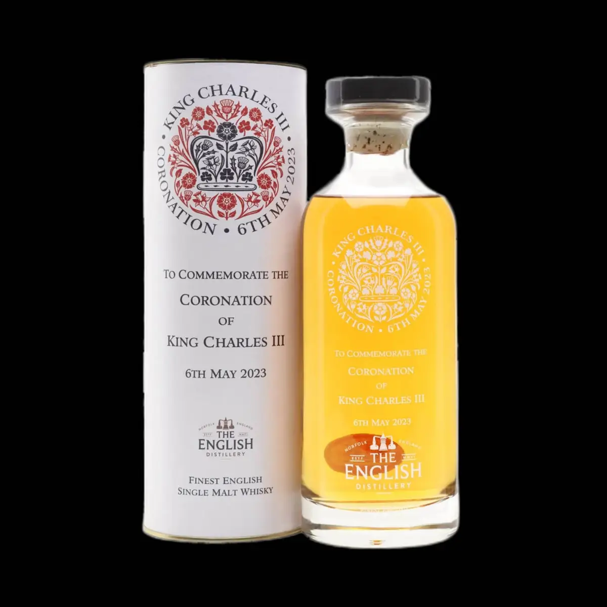 Overzicht coronation whisky bottles ter ere van King Charles III