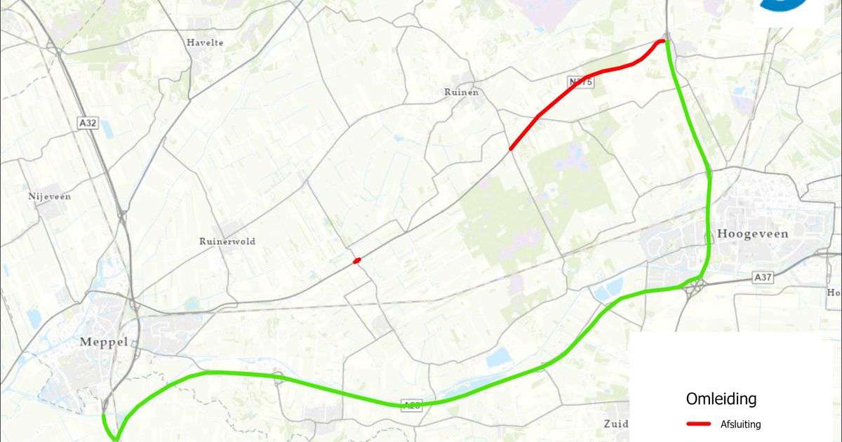 Werkzaamheden N375 tussen Pesse en Ruinen, inclusief rotondes