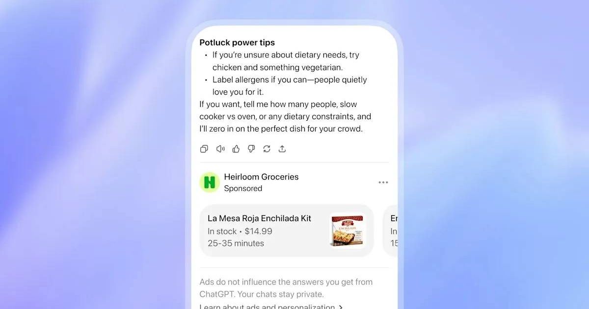 ChatGPT will show ads for free and Go users in the US