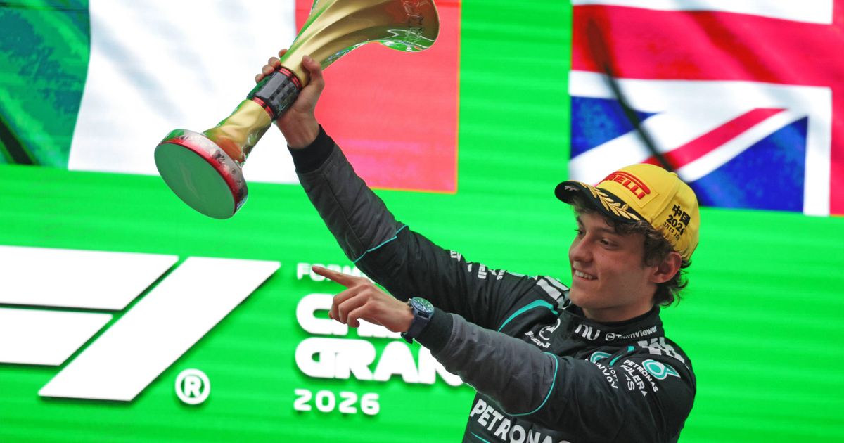 Antonelli reacts to bizarre Shanghai podium mix-up after being called 'Kimi Raikkonen'