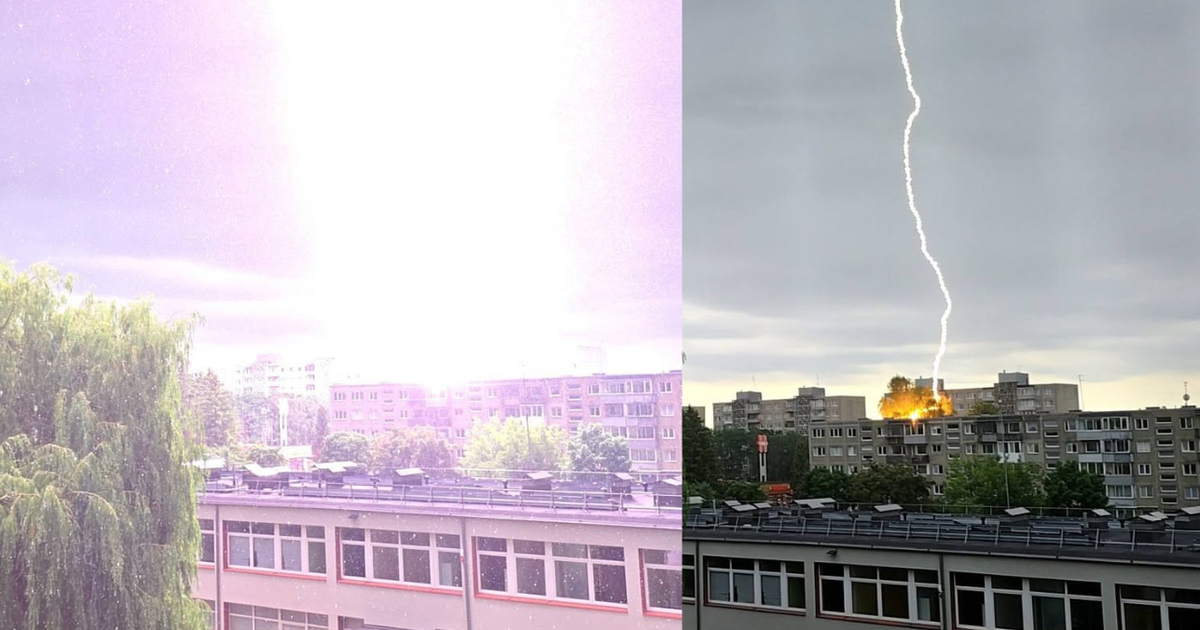 Powerful Lightning Strike Hits Apartment Building in Kaunas