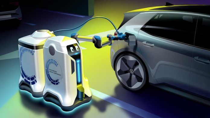 German Auto Bot Volkswagen maakt robot die je elektrische auto oplaadt