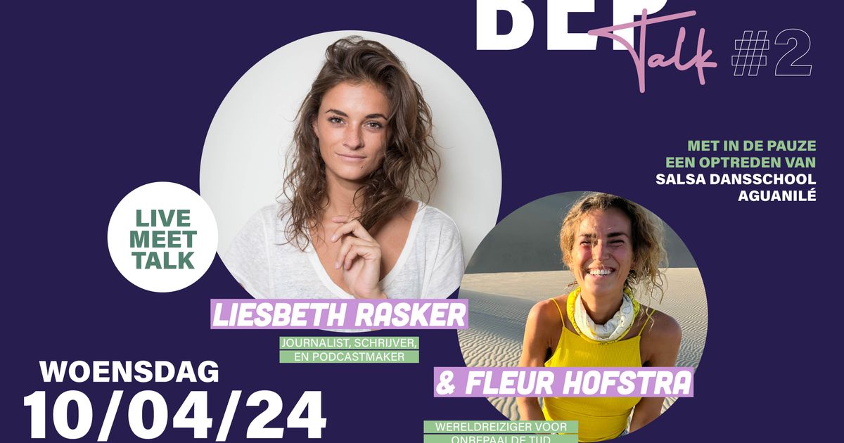 Bas Rasker Bep talk 2024 met wereldreizigsters Liesbeth Rasker en Fleur Hofstra