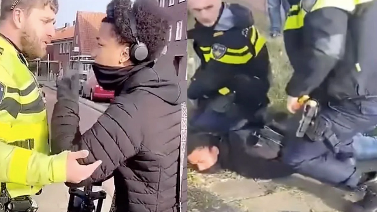 VIDEO: Jongen op fatbike wil vechten met politieagent, eindigt op de grond
