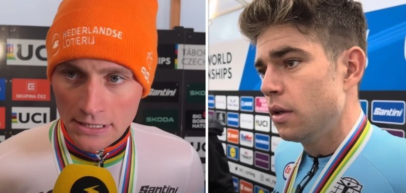 Wout Van Aert and Mathieu van der Poel in a clinch before the start of the Olympic road race: “Not in this day and age!”