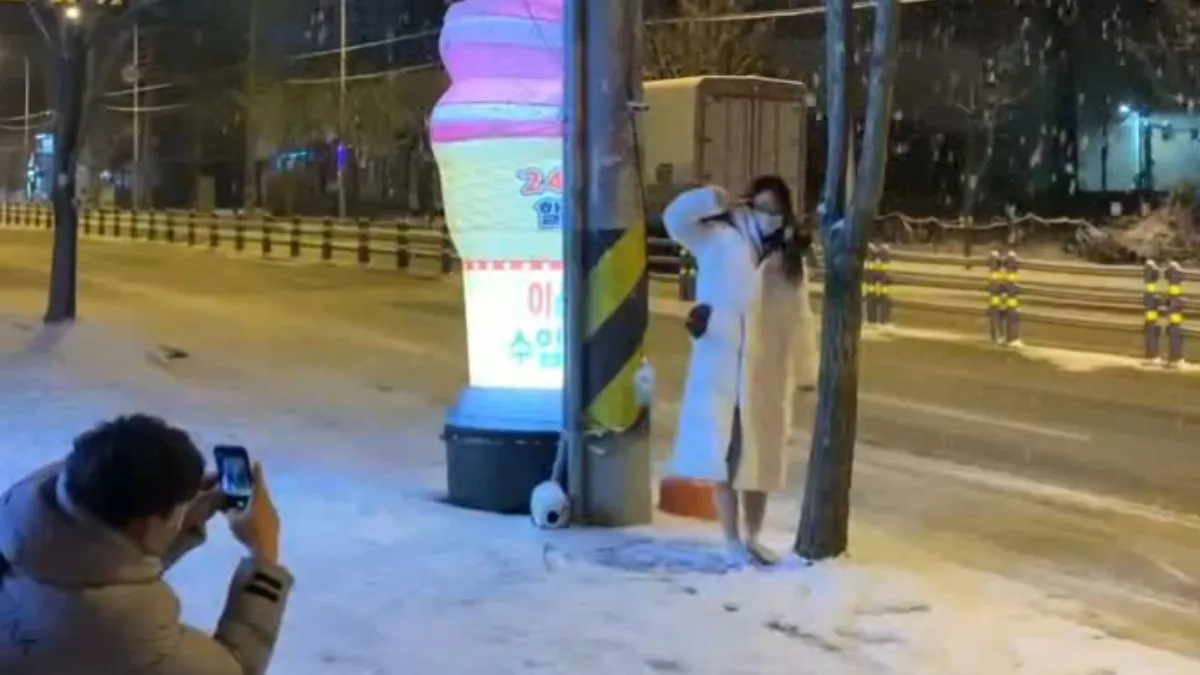 Dronken griet valt met de deur in huis