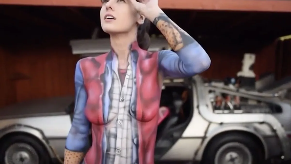 Shadia Elise in sexy Back to the Future body paint