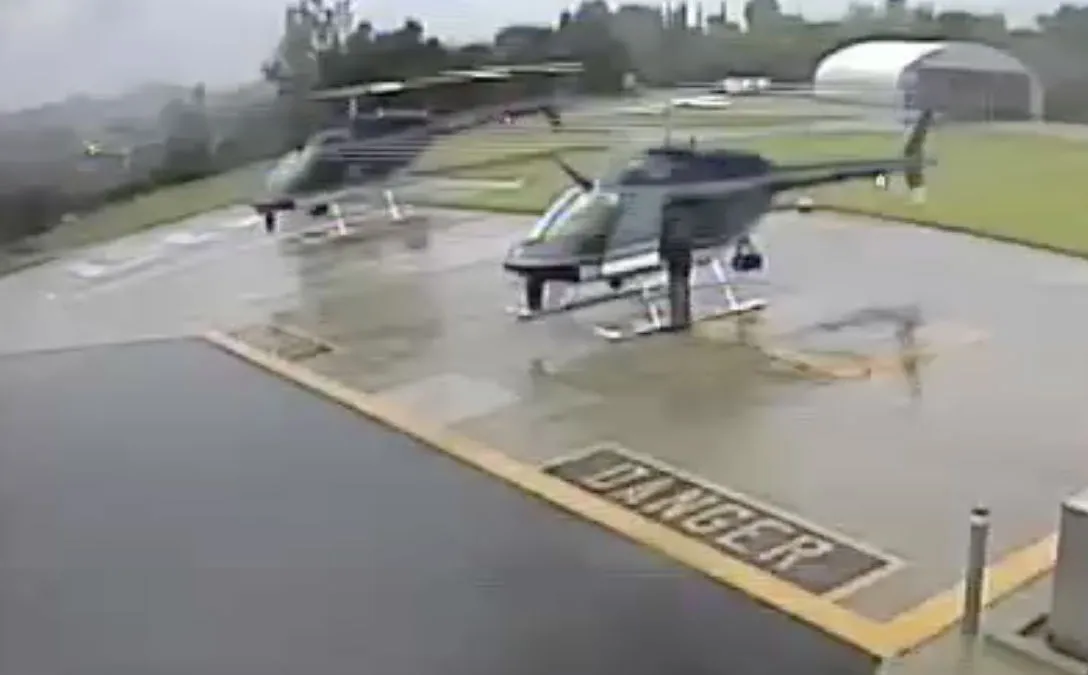 CCTV beelden vrijgegeven van crash tussen twee helikopters in Pasadena