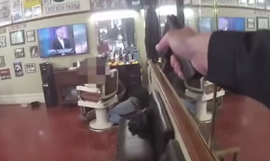 Bizarre bodycam beelden van schietpartij in kapperszaak in San Francisco