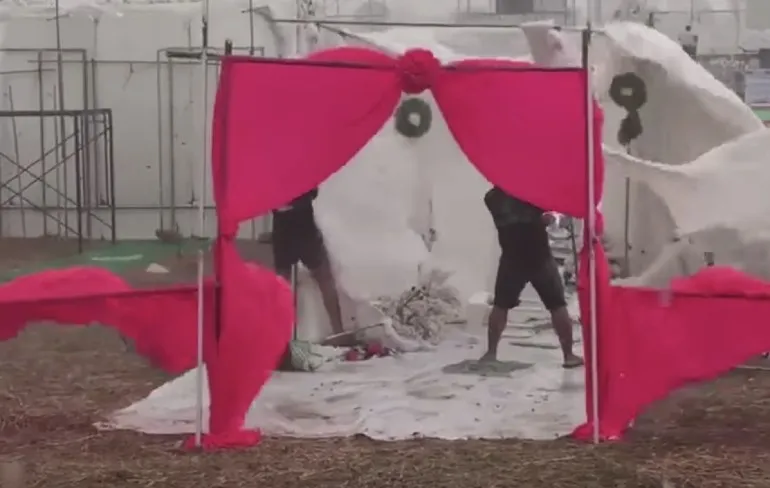 Trouwerij krijgt bezoek van tropische storm in Thailand