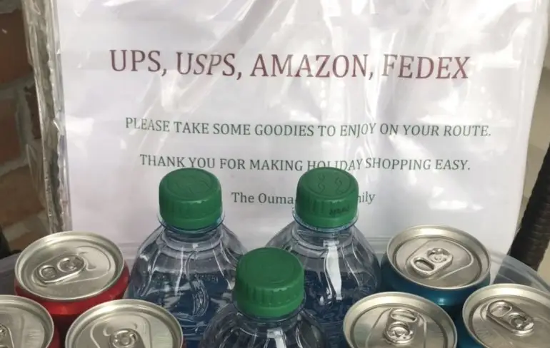 Amazon bezorger maar wat blij met vriendelijk initiatief van klant