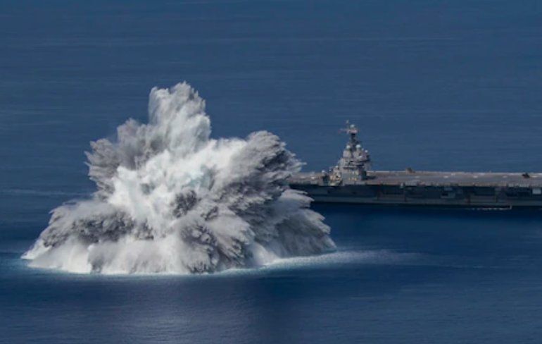 Vliegdekschip USS Gerald R. Ford doorstaat explosie test prima