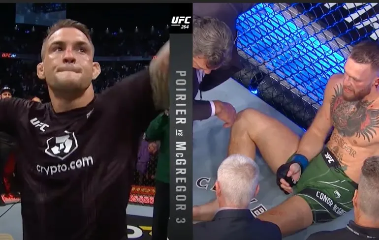 Conor McGregor breekt enkel en verliest van Dustin Poirier