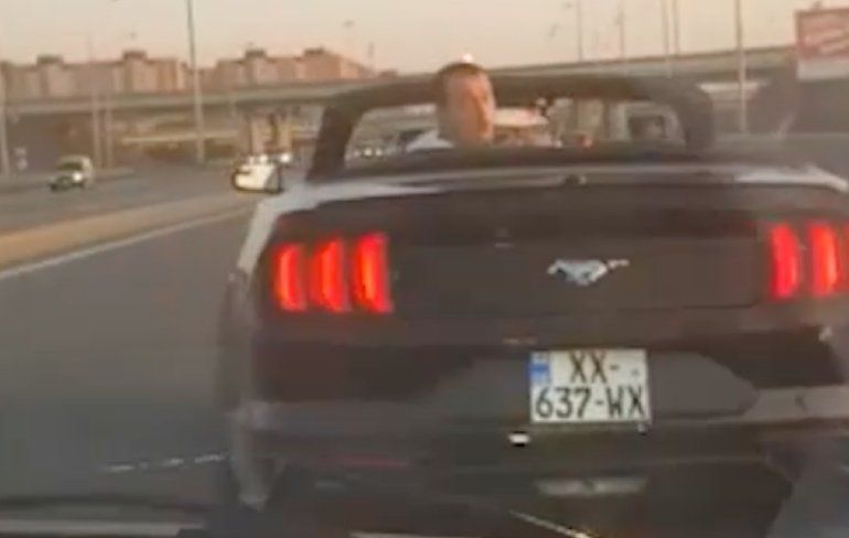 Mustang mannetje is echt heel erg boos na verkeersincident