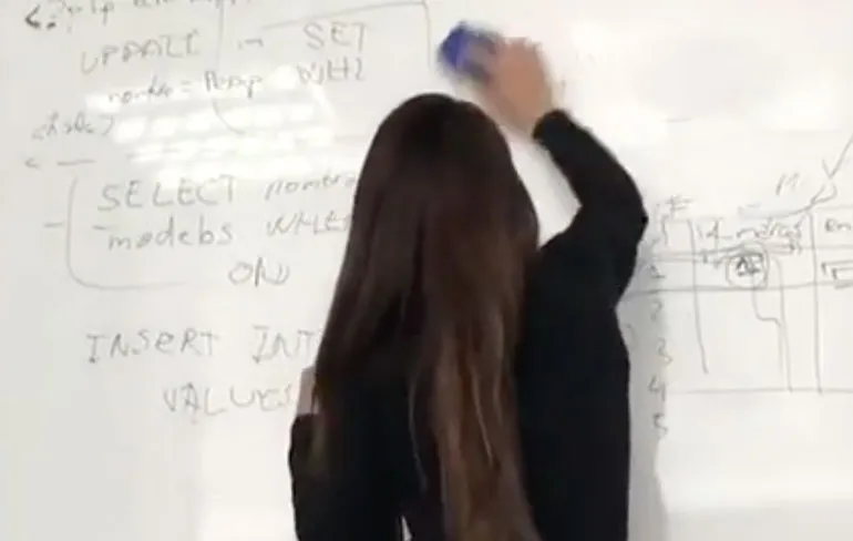 Juffrouw die de klas zeker wel weet te boeien