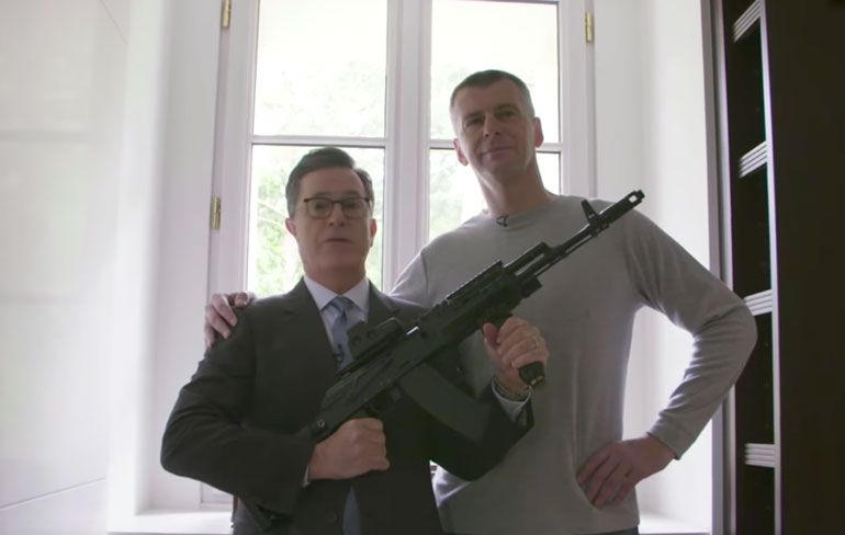 Stephen Colbert bezocht miljardair Oligarch Mikhail Prokhorov