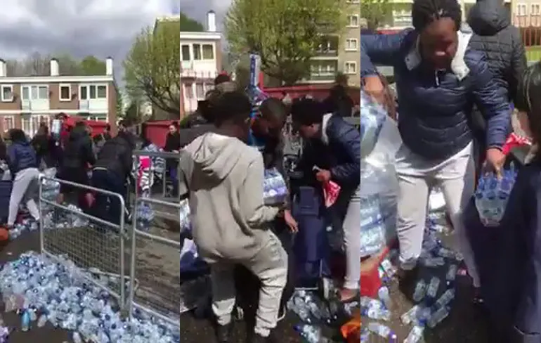 Water jatten tijdens de Londen marathon