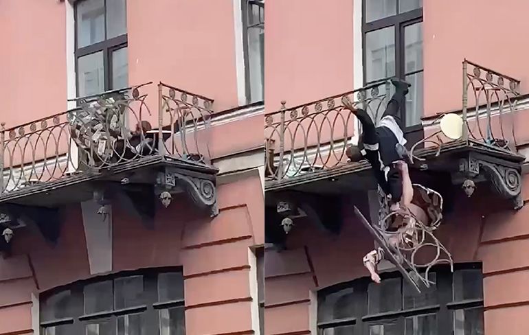 Balkon was duidelijk niet sterk genoeg om op te matten