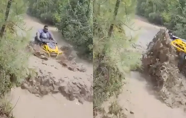 Blijf rustig zitten op je quad, dan verzuip je niet