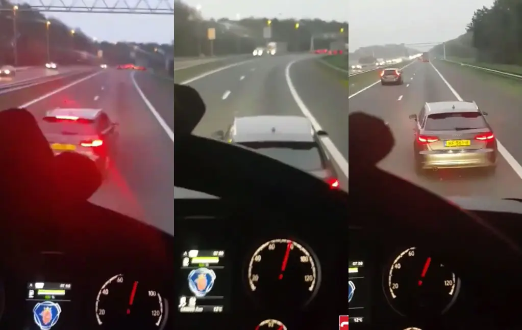 Audi bestuurder gaat voor remtest