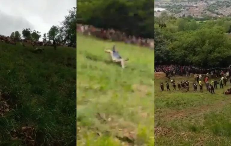 Canadees rolt lekker door tijdens Gloucestershire Cheese Rolling
