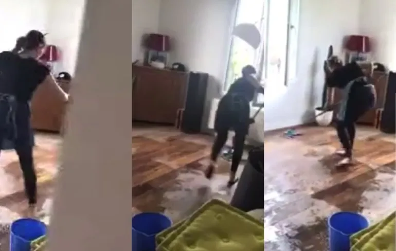 Schoonmaak dame gaat lekker op The Kings of the World