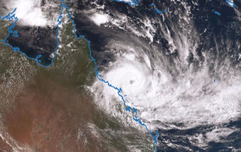 Cyclone Debbie gezien vanaf Hamilton Island