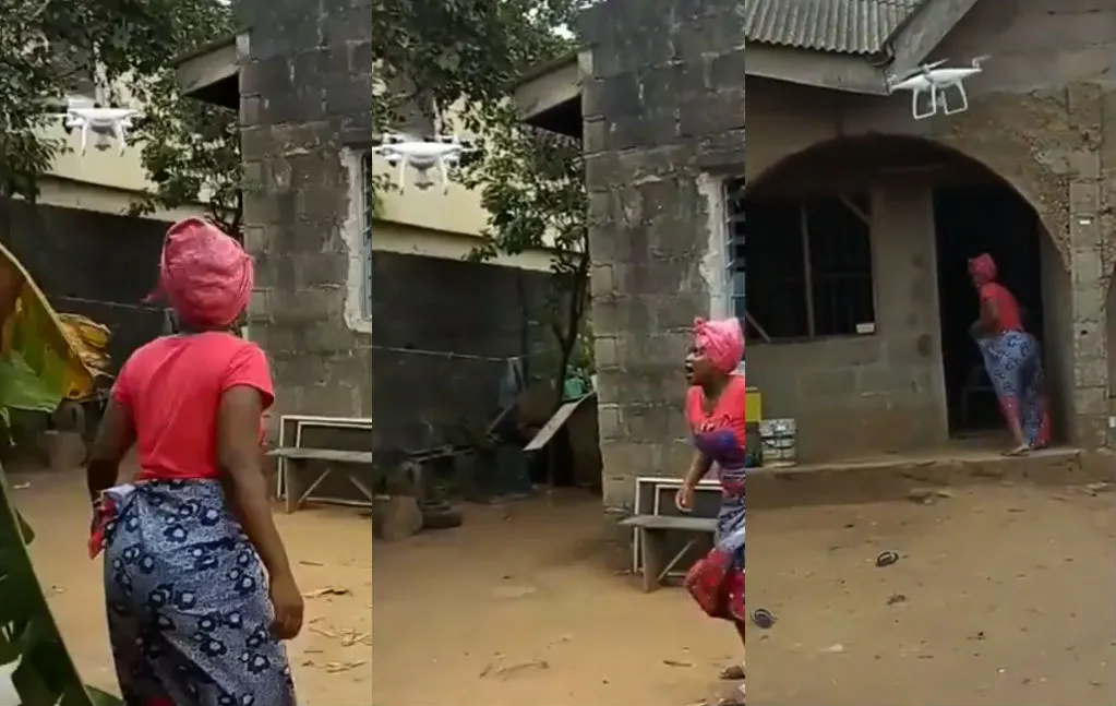 Vrouw uit Sierra Leone maakt voor het eerst kennis met drone