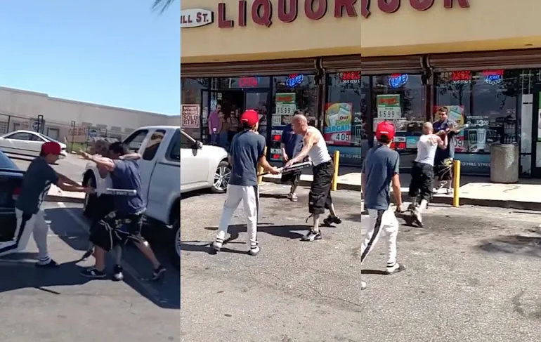 Gezellig samen met je pa iemand slaan met een honkbalknuppel