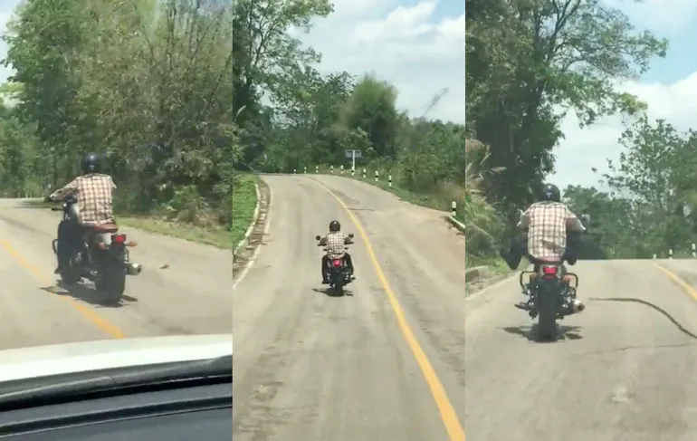 Thaise slang wil motorrijder happen