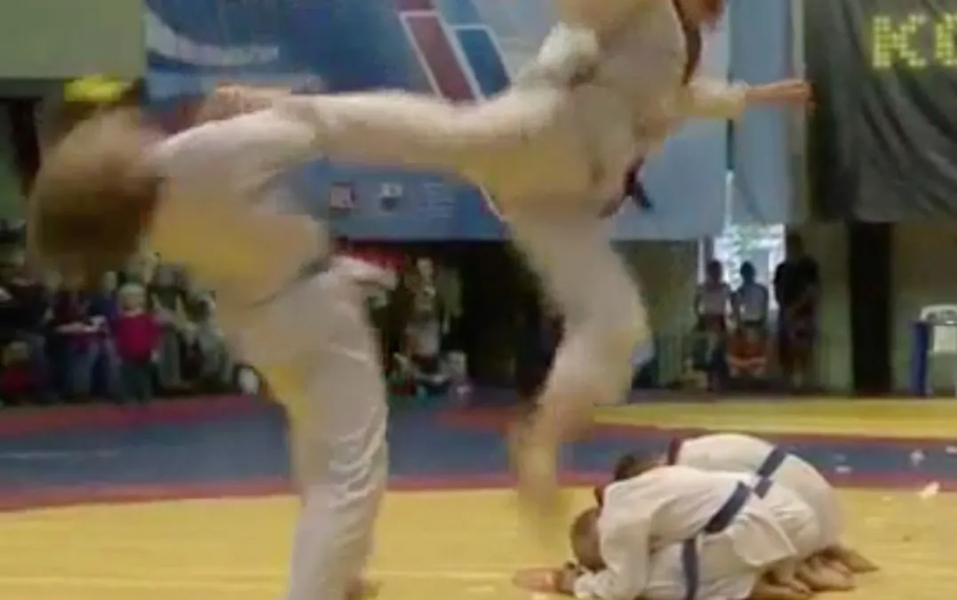 Karate demonstratie gat niet helemaal lekker