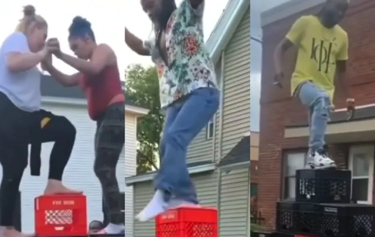 Milk Crate Challenge voorzien van ghetto commentaar