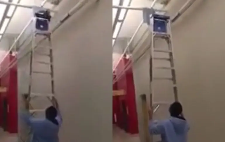 Werking van een ladder was net te lastig voor hem