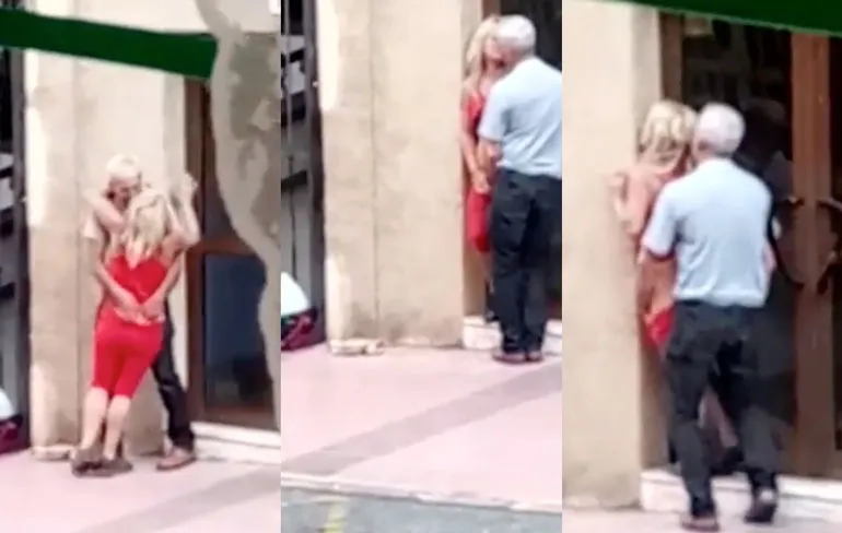 Ouder koppel gaat voor kleine sessie op straat