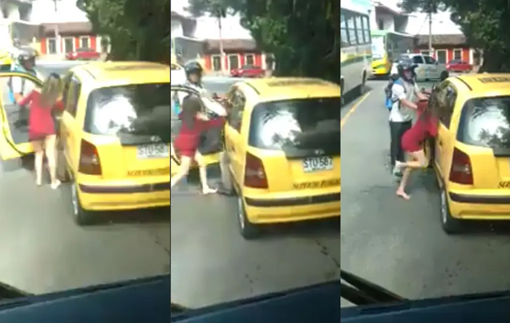 Ruzie tussen taxichauffeur en passagier in Medellin gaat er best hard aan toe