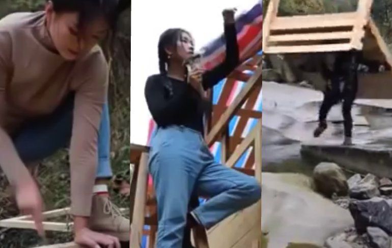 Jongedame timmert haar eigen huisje in time-lapse video