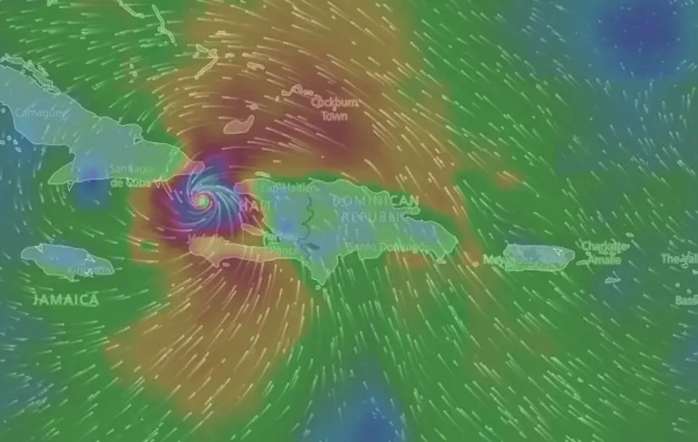 Hurricane Matthew gezien vanuit het Internationaal ruimtestation