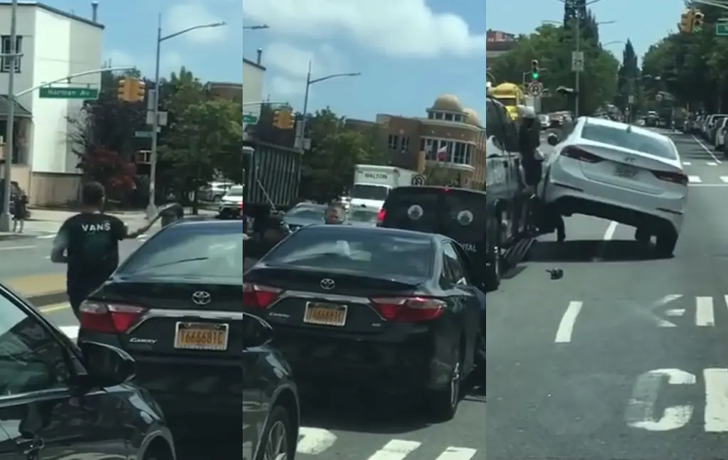 Heftig road rage moment in de New Yorkse wijk Greenpoint