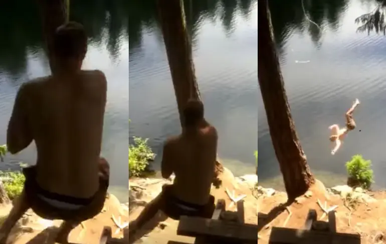 En daarom gebruik je nooit als eerste een rope swing