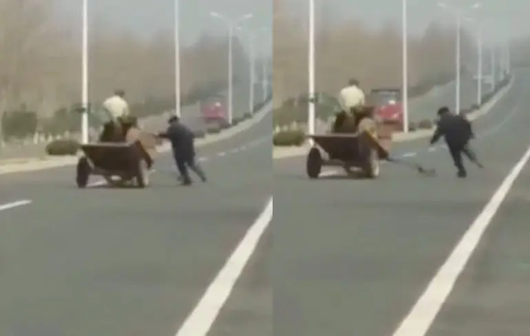 Chinees heeft ruzie met zijn trekker