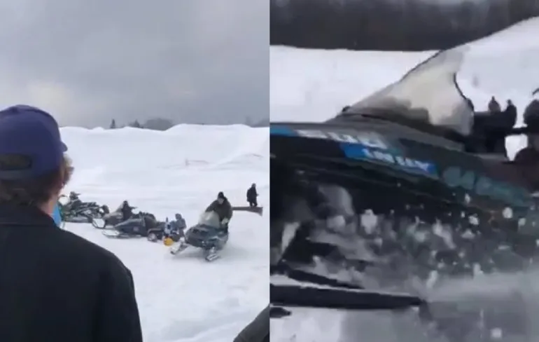 Sneeuwscooter neemt de benen