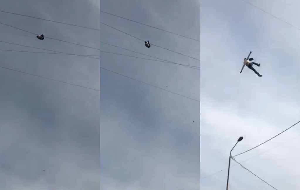Wannabee Spider-Man klom in kabel en dat bleek zijn laatste kunstje