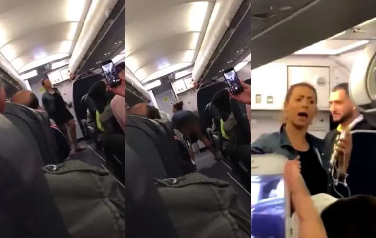 Prima vermaak door zatte dame bij Spirit Airlines