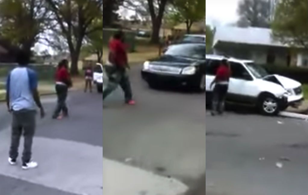 Ghetto gedrag in Memphis waar ze auto’s als wapens gebruiken