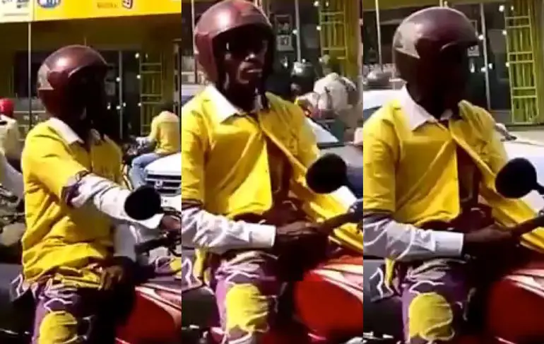 Motorrijder geeft er even een slingertje aan