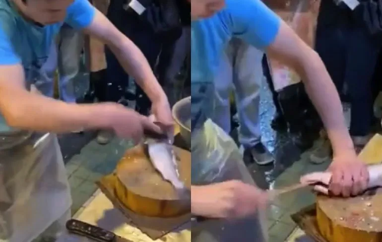 Patser is vast niet bezig met zijn eerste werkdag op de vismarkt