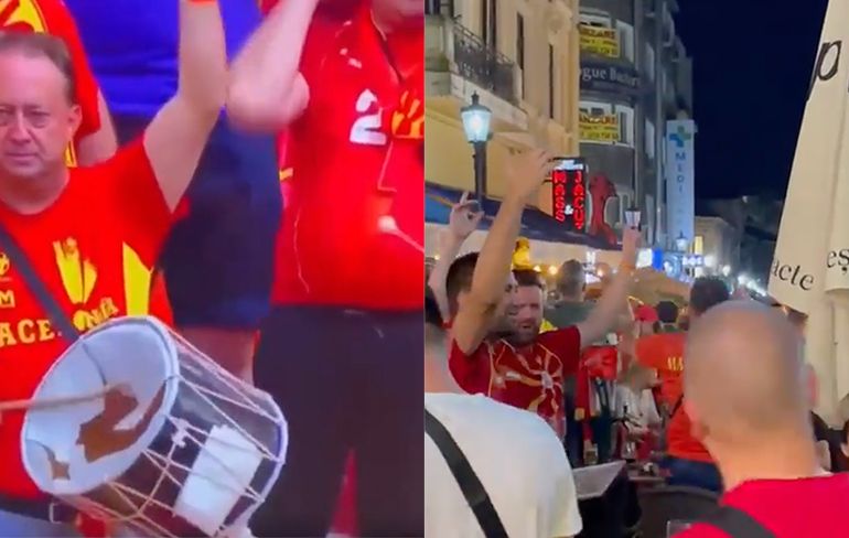 5 uur later stond de vrolijke Noord-Macedonië fan nog te trommelen
