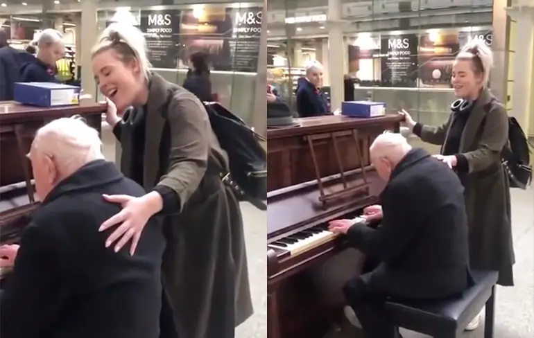 91-jarige Denis speelt elke week piano op St Pancras Station in Londen